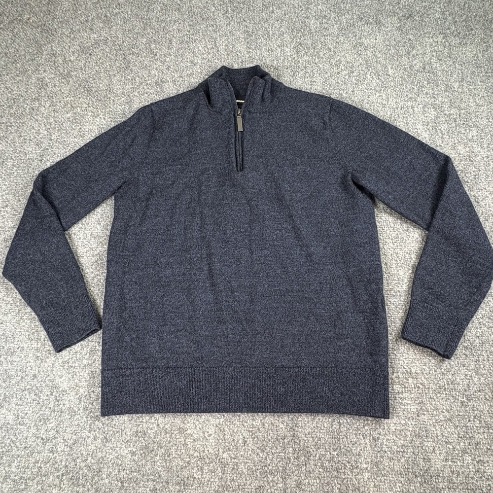 The Commons Merino Wool Sweater Men M Navy 1/4 Zip Minimalist Workwear‎ Office
